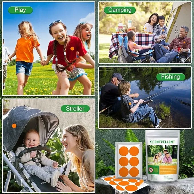 150 Pack Mosquito Stickers for Kids and Adults, Deet Free Natural Citronella Mosquito Patches for Indoor Outdoor Traveling Camping Hiking, Orange