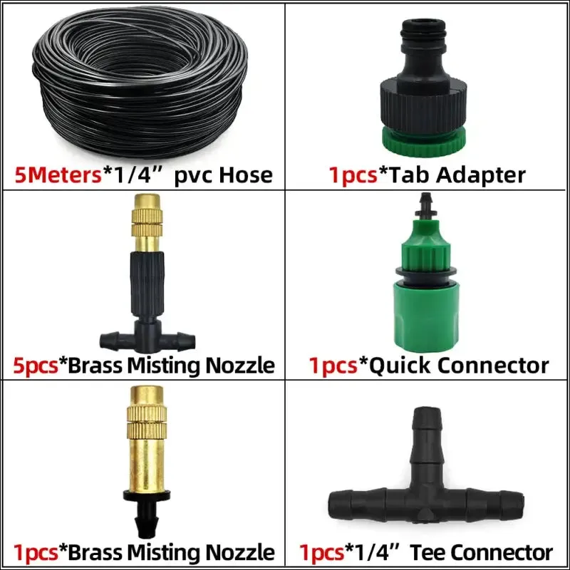 5m-30m outdoor misting cooling system with brass misting nozzles