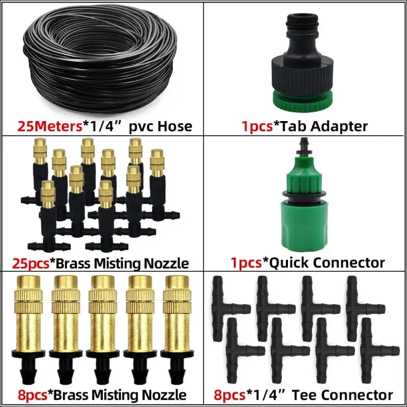 5m-30m outdoor misting cooling system with brass misting nozzles
