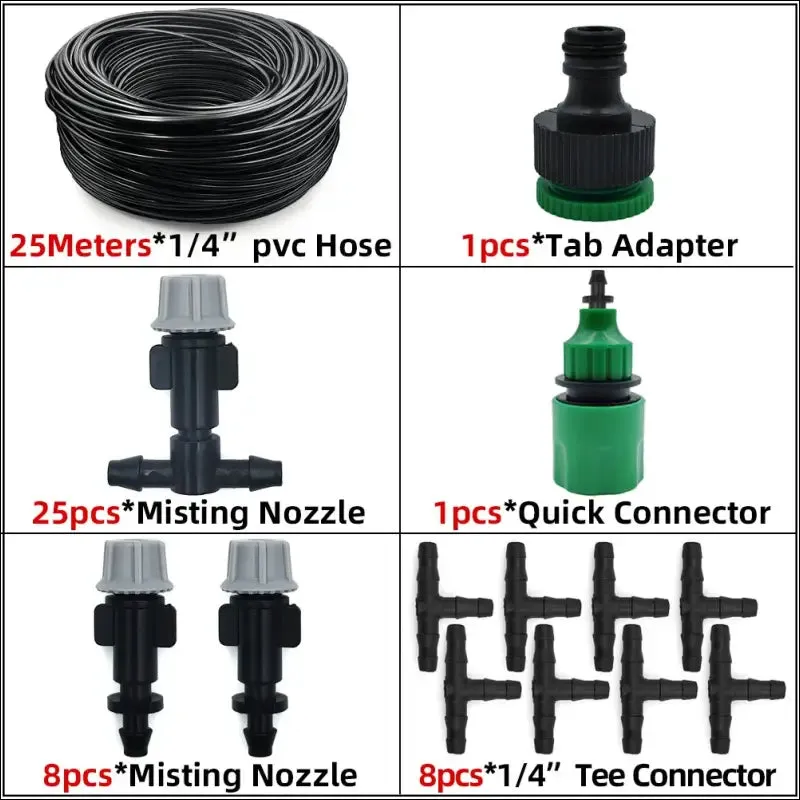 5m-30m outdoor misting cooling system with brass misting nozzles
