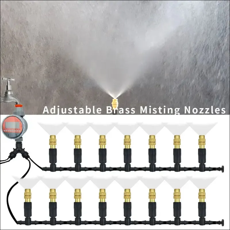 5m-30m outdoor misting cooling system with brass misting nozzles