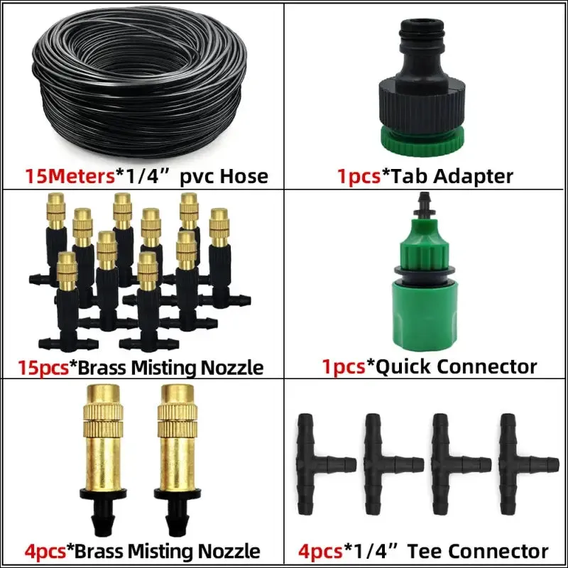 5m-30m outdoor misting cooling system with brass misting nozzles