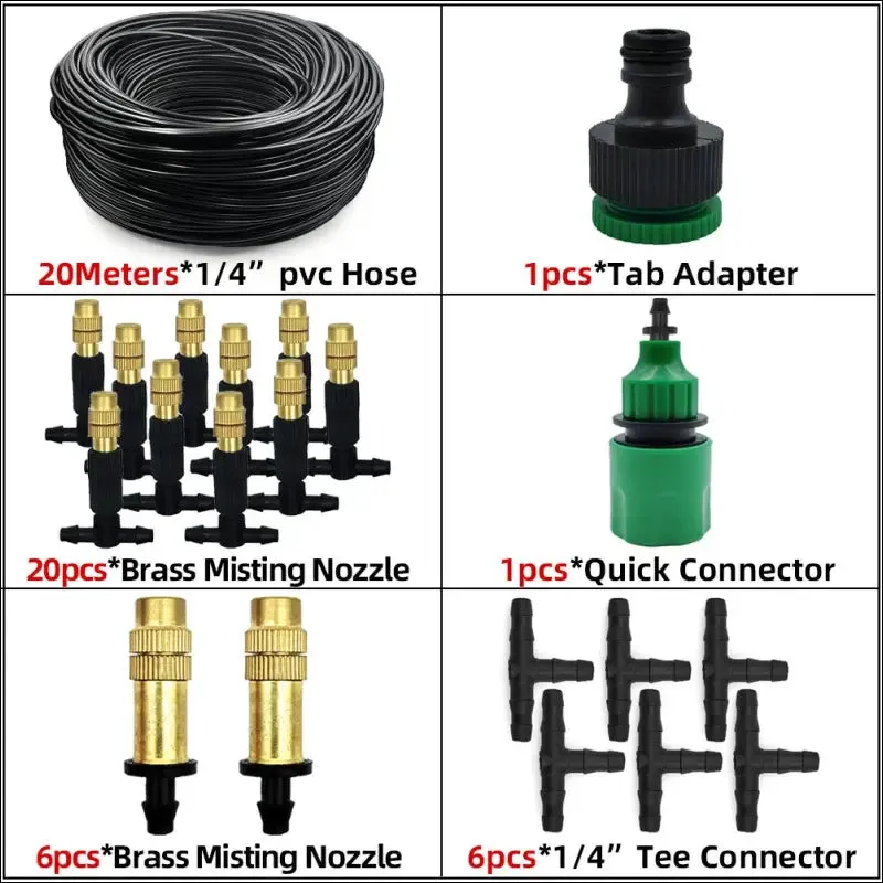 5m-30m outdoor misting cooling system with brass misting nozzles