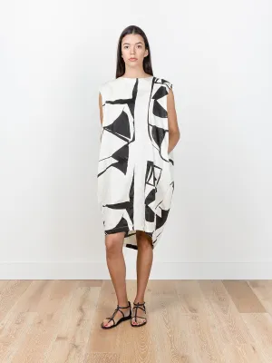 accordion dress - cream print