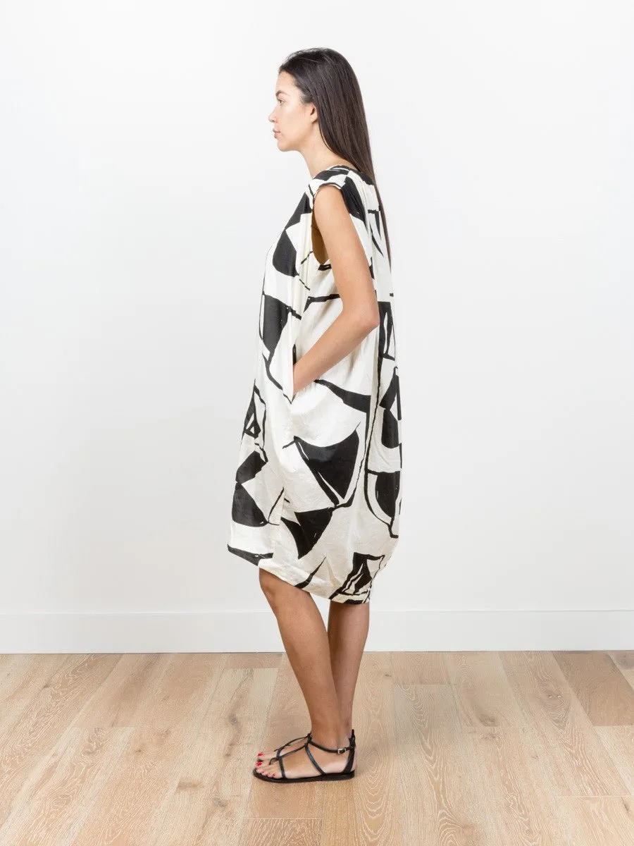 accordion dress - cream print