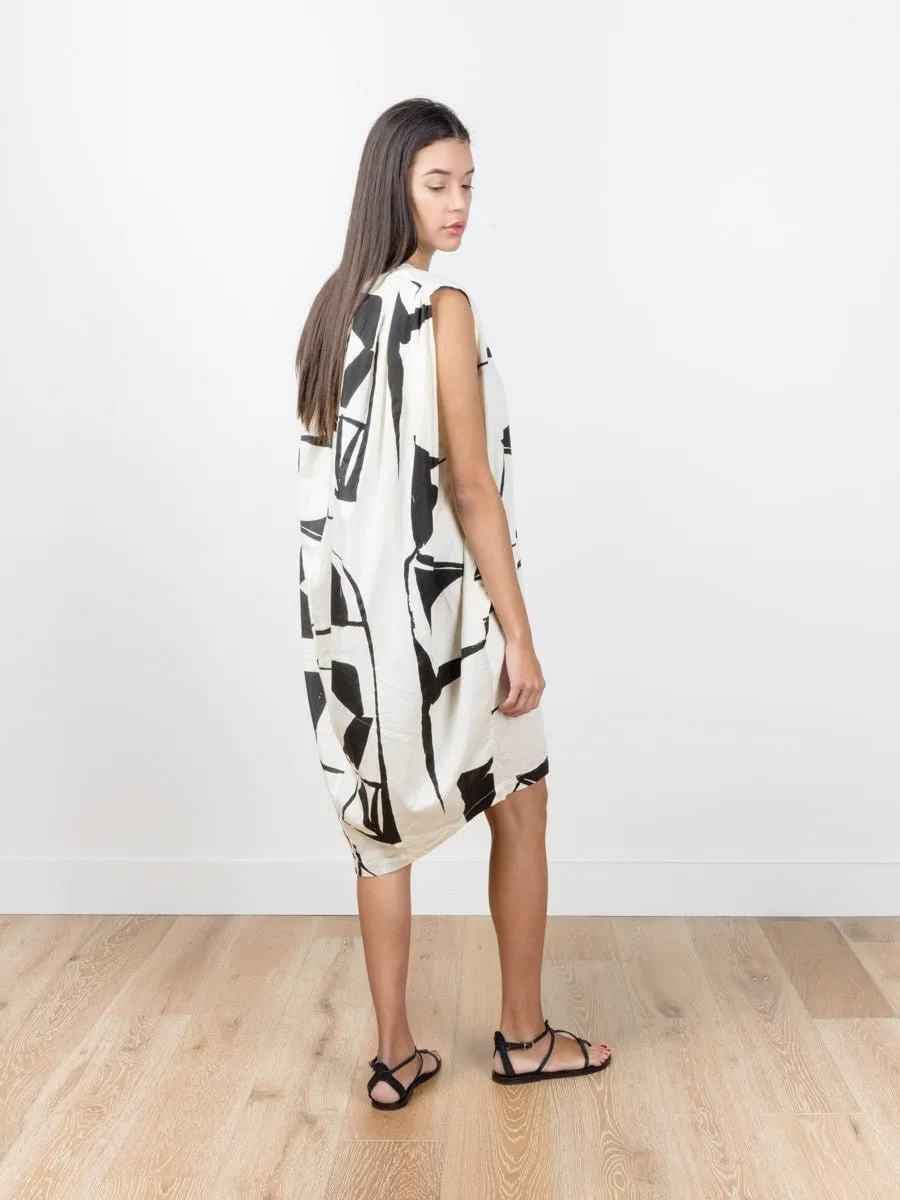 accordion dress - cream print