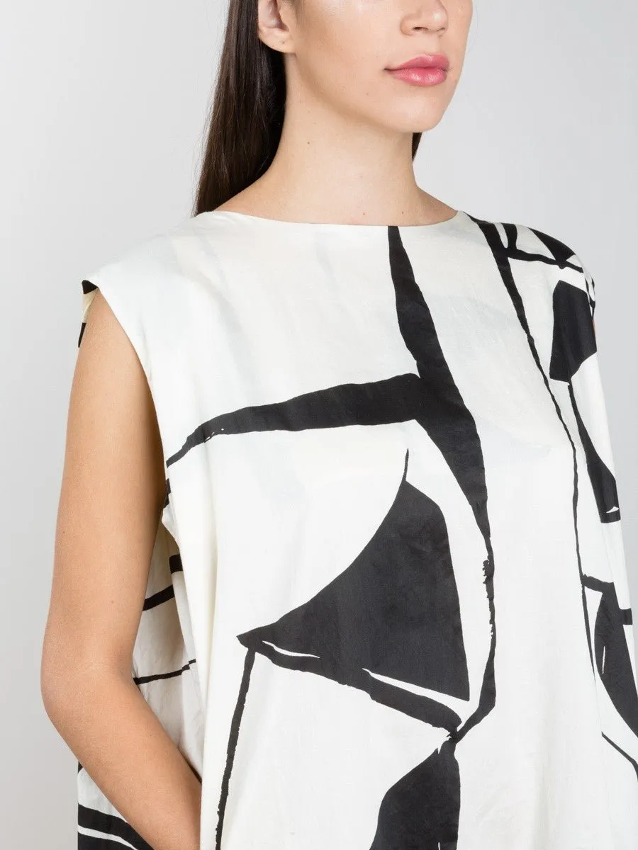 accordion dress - cream print