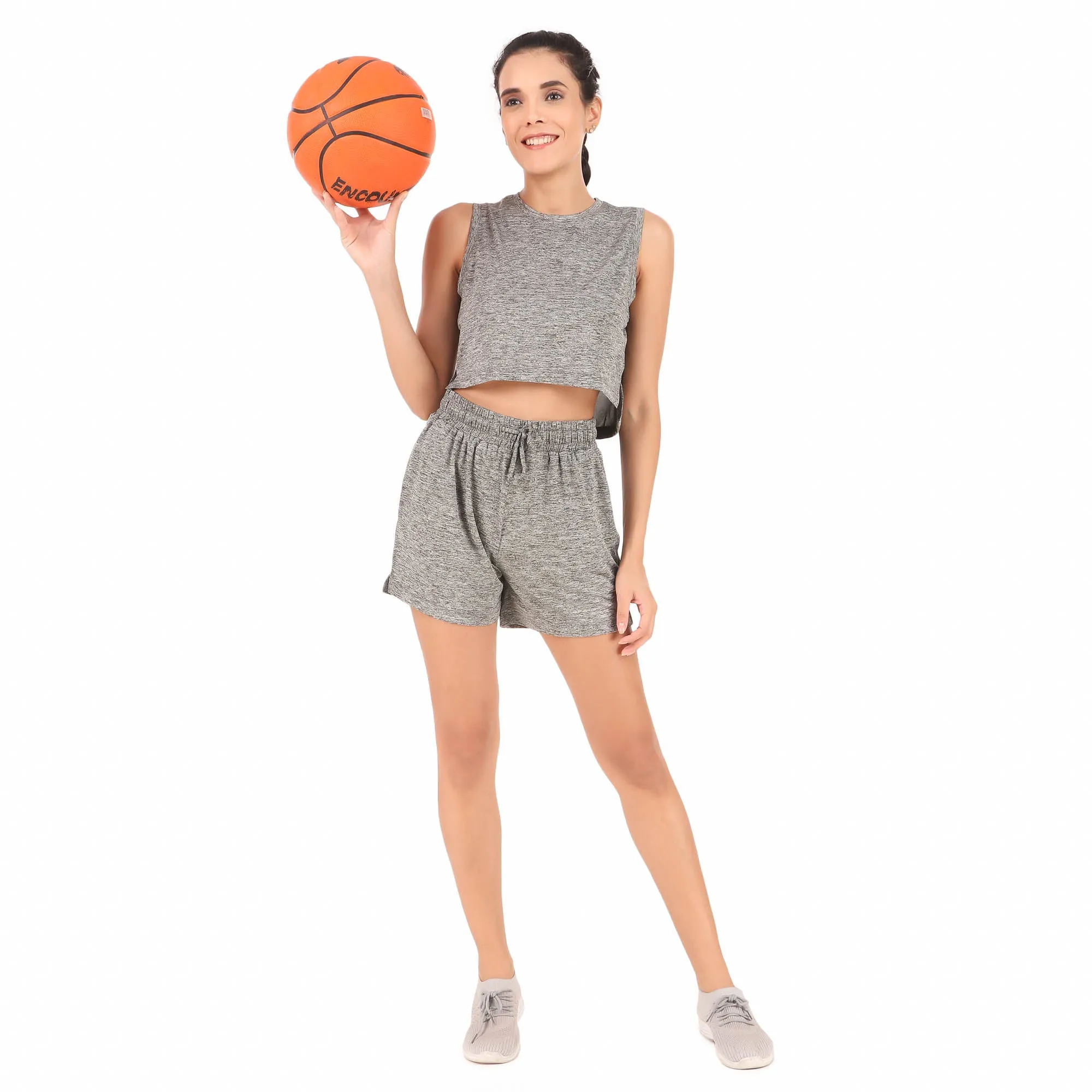 Activewear Shorts For Women (Iron Melange)