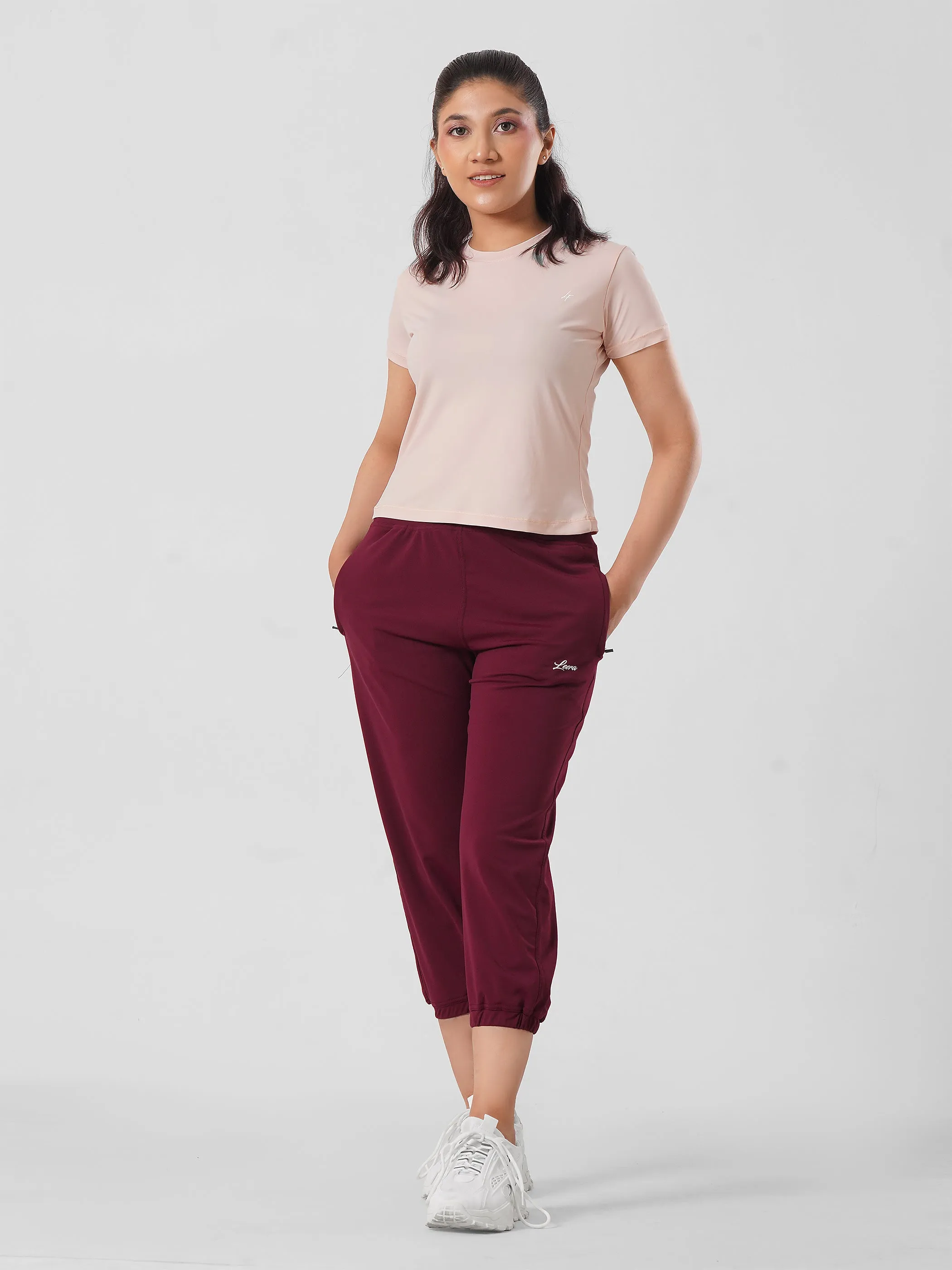 Adapted State High Rise Cropped Joggers in Maroon