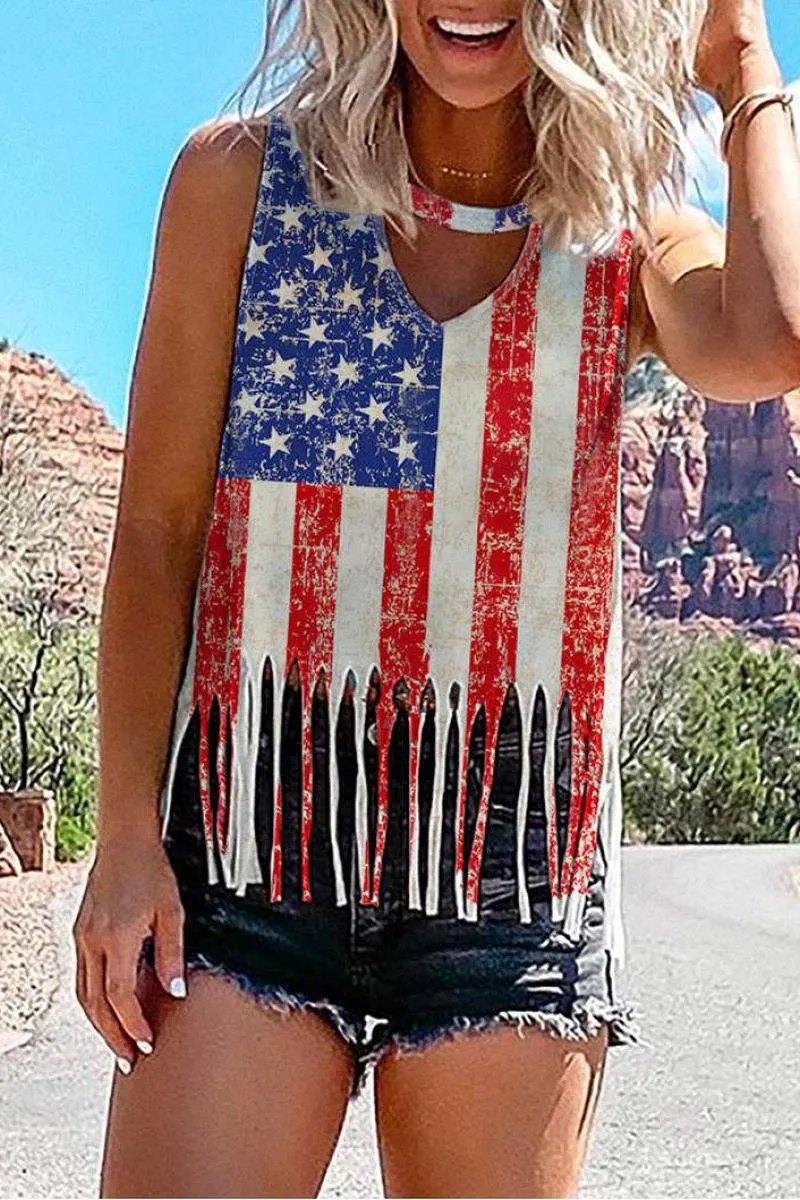 American Flag Tassel Tank