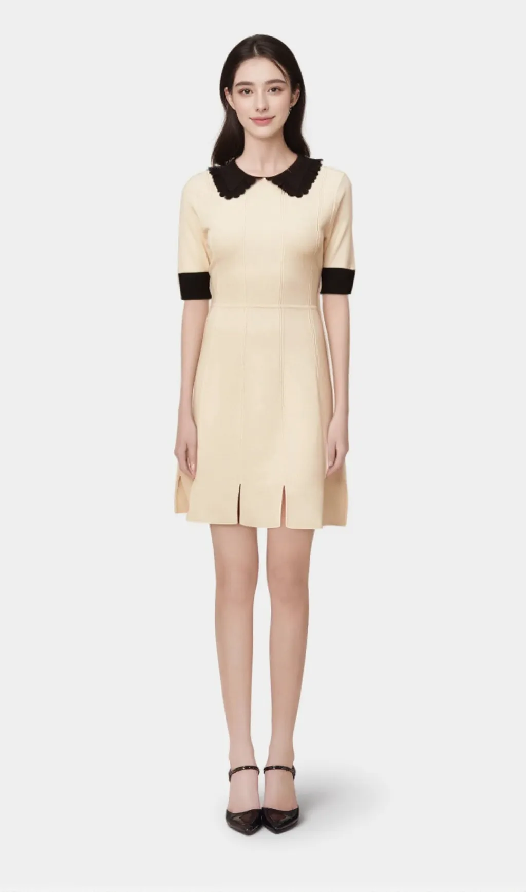 Andréa white split-hem knitted mini dress