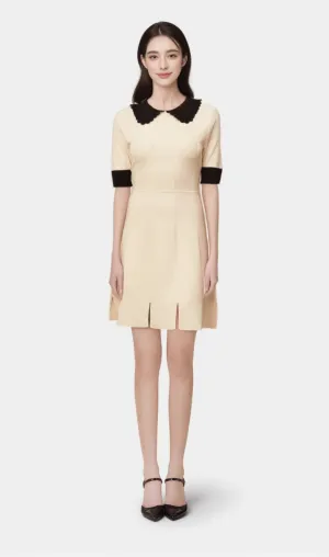 Andréa white split-hem knitted mini dress