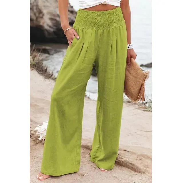 Aubrey - Wijde broek met elastische tailleband
