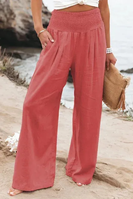 Aubrey - Wijde broek met elastische tailleband