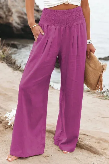 Aubrey - Wijde broek met elastische tailleband