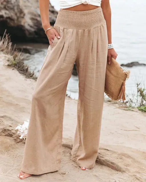 Aubrey - Wijde broek met elastische tailleband