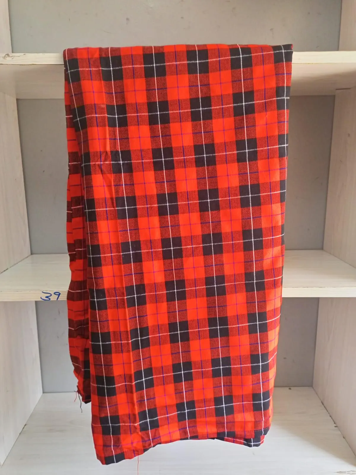 Authentic Maasai Shuka Blanket - Traditional African Tribal Wrap, Red Plaid Safari Blanket for Home Décor or Outdoor Adventures