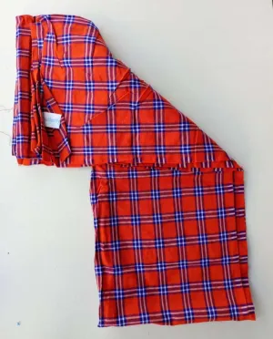 Authentic Maasai Shuka Blanket - Traditional African Tribal Wrap, Red Plaid Safari Blanket for Home Décor or Outdoor Adventures