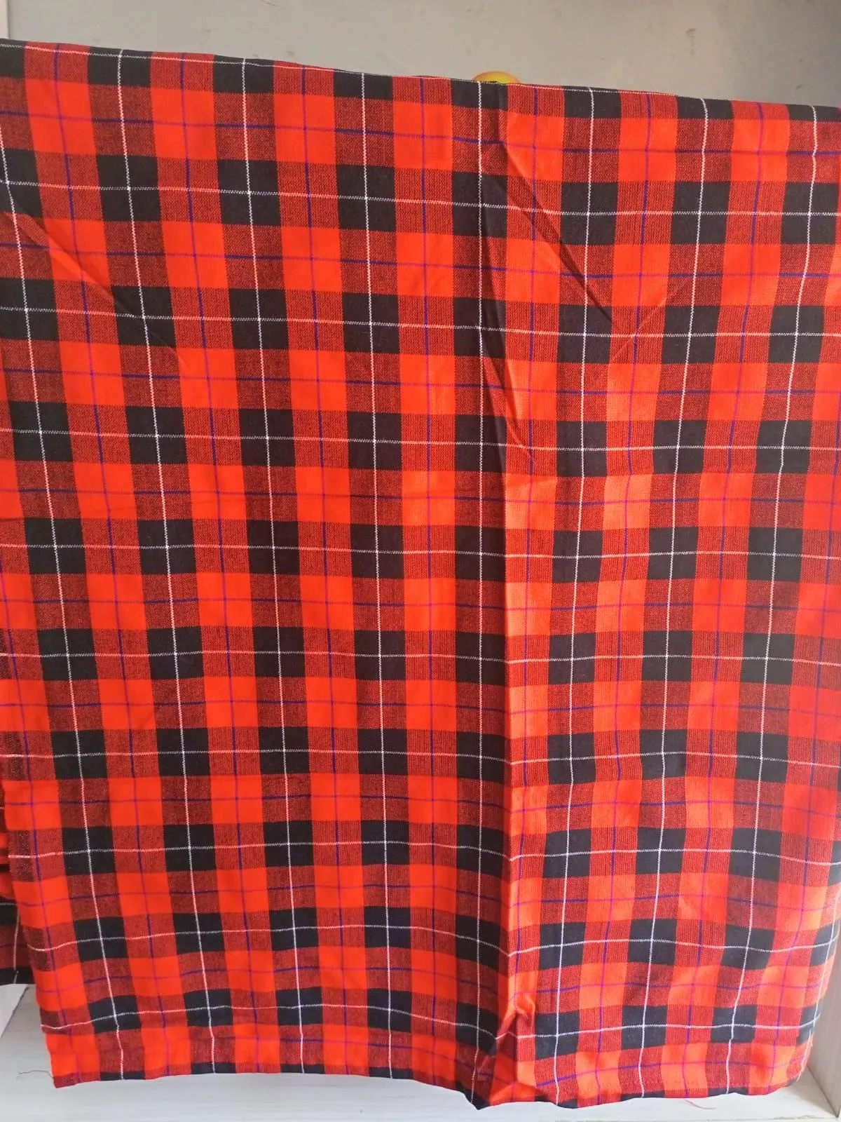 Authentic Maasai Shuka Blanket - Traditional African Tribal Wrap, Red Plaid Safari Blanket for Home Décor or Outdoor Adventures