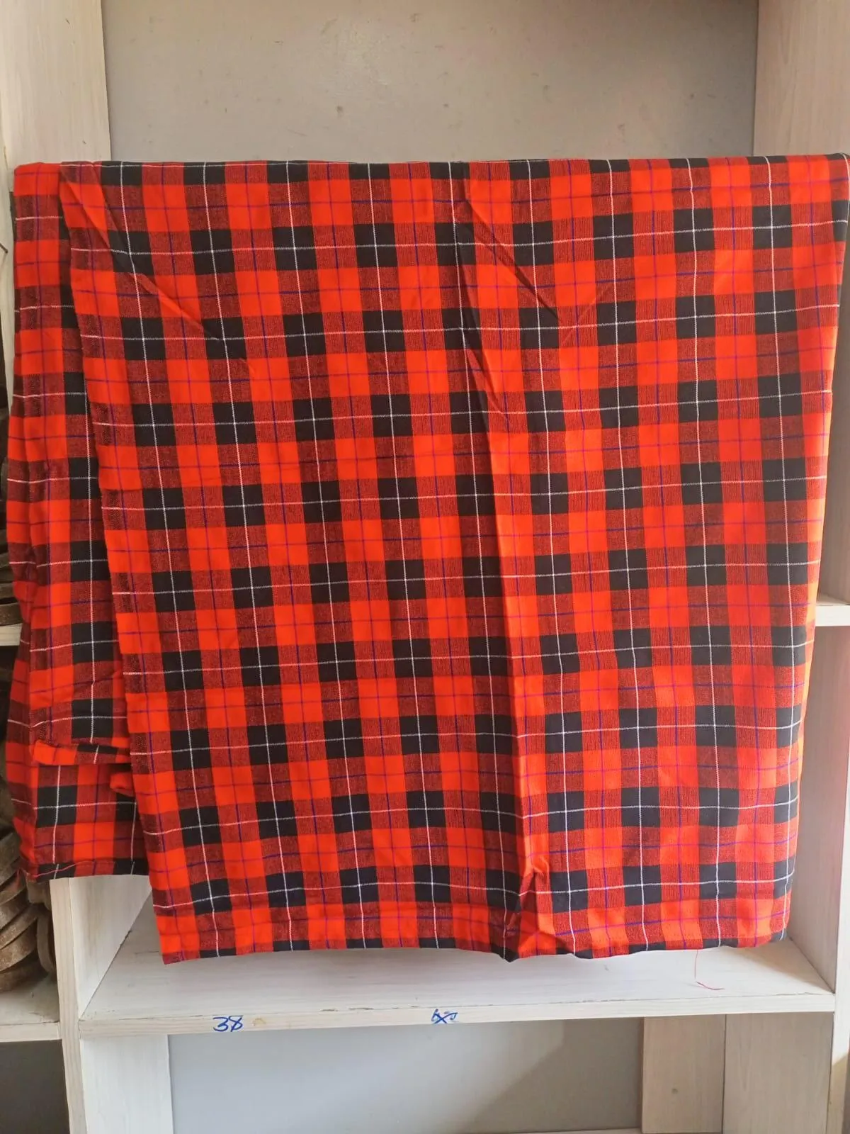 Authentic Maasai Shuka Blanket - Traditional African Tribal Wrap, Red Plaid Safari Blanket for Home Décor or Outdoor Adventures