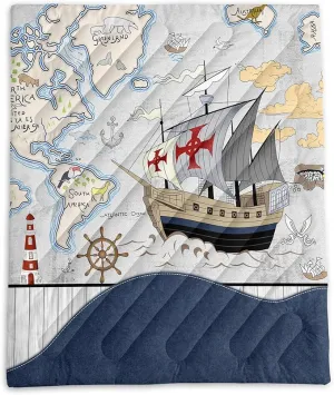 Axolotl Nautical Camping Blanket,Sailboat World Map Packable Outdoor Blanket,Sailing Anchor Lightweight Waterproof Camping Blanket,Ocean Themed Outdoor Blanket for Picnic Hiking Traveling Cold Weather
