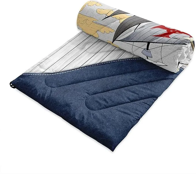 Axolotl Nautical Camping Blanket,Sailboat World Map Packable Outdoor Blanket,Sailing Anchor Lightweight Waterproof Camping Blanket,Ocean Themed Outdoor Blanket for Picnic Hiking Traveling Cold Weather