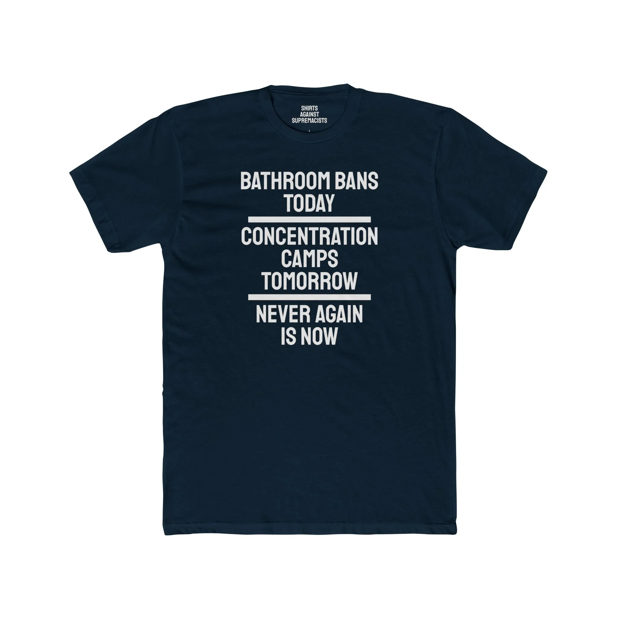 Bathroom Bans Today Concentration Camps Tomorrow Never Again Is Now - Unisex Cotton Crew Tee