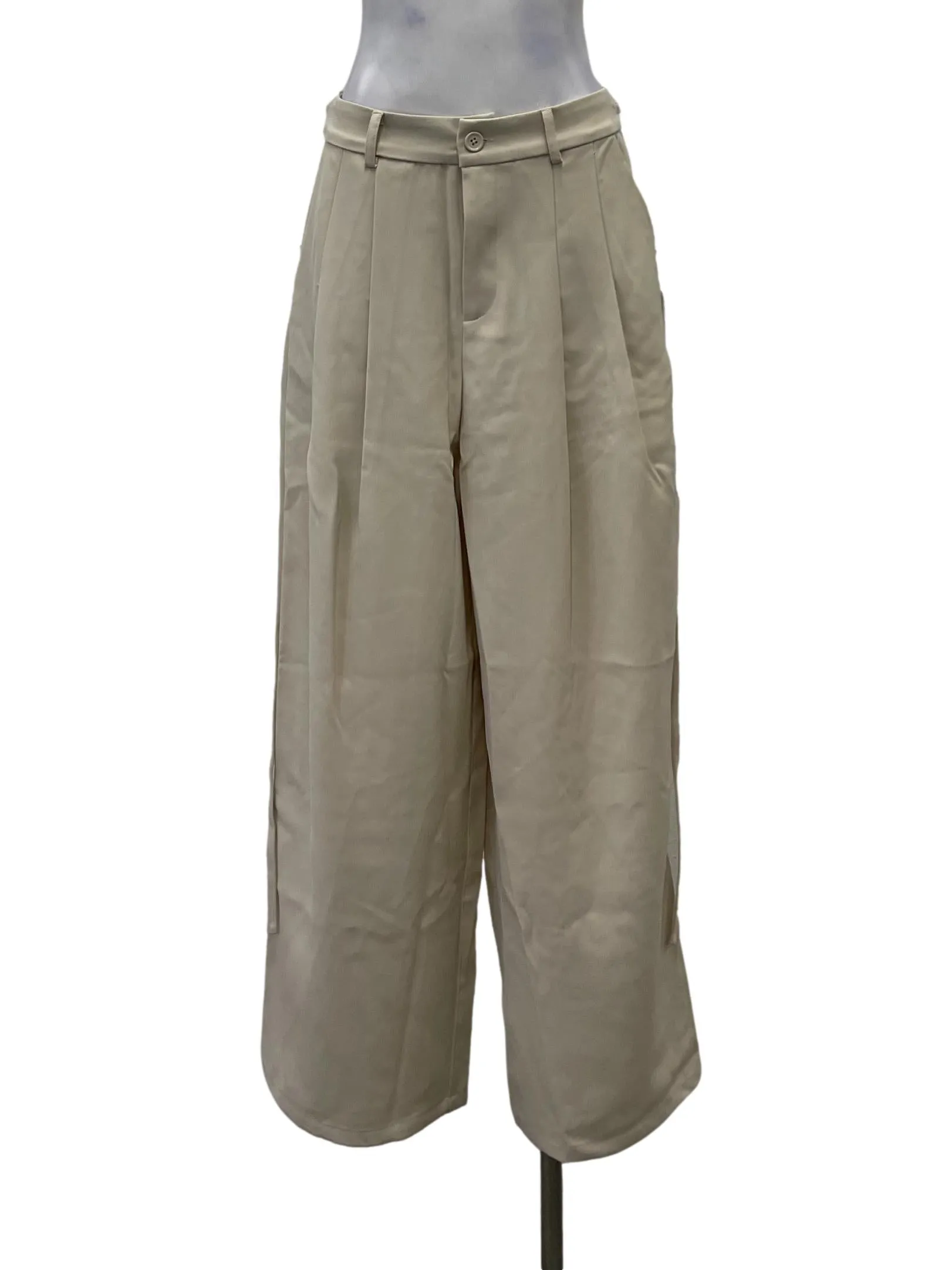 Beige Tie Back Trousers