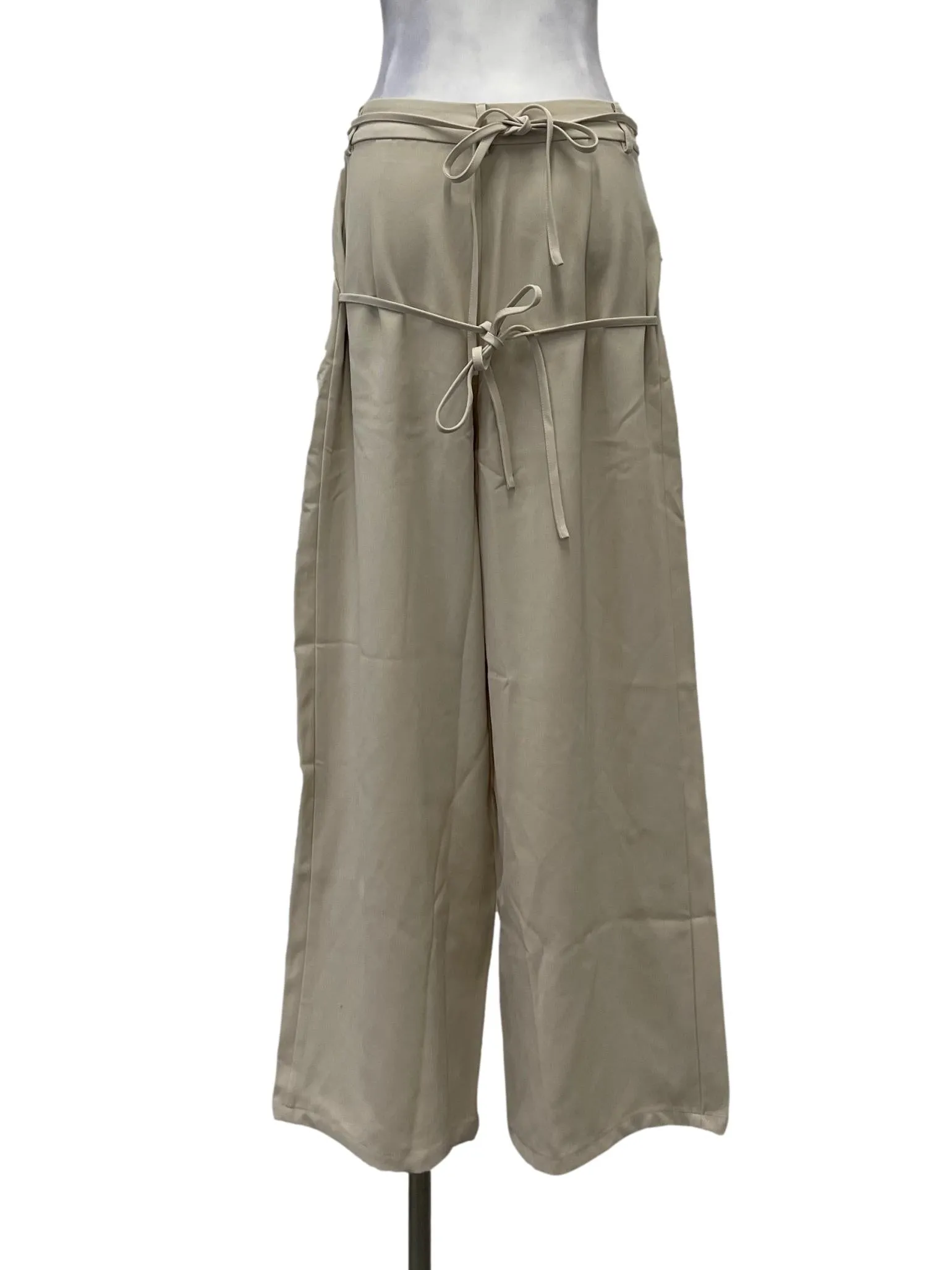 Beige Tie Back Trousers
