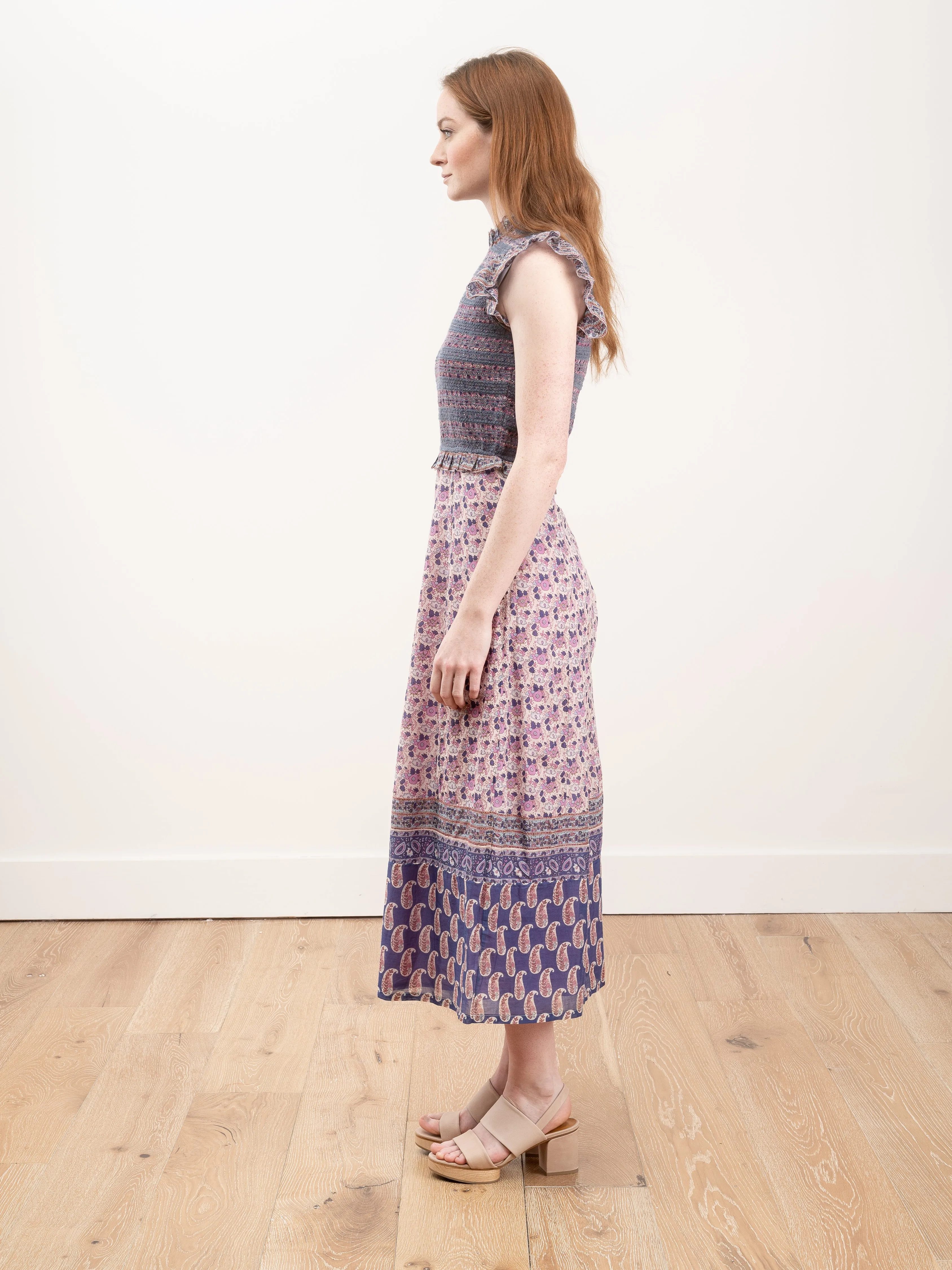 bianca smocked midi dress - violet