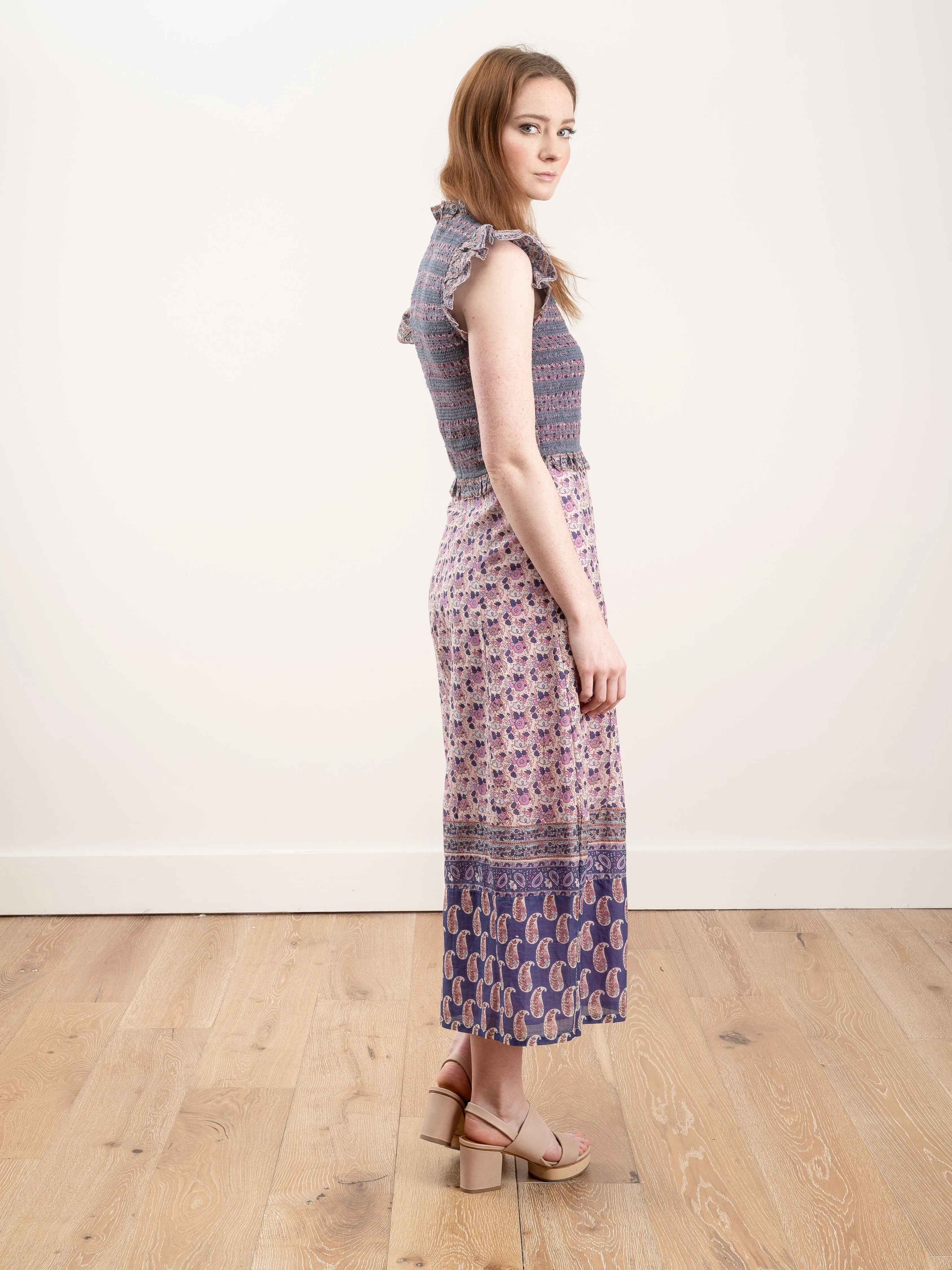 bianca smocked midi dress - violet