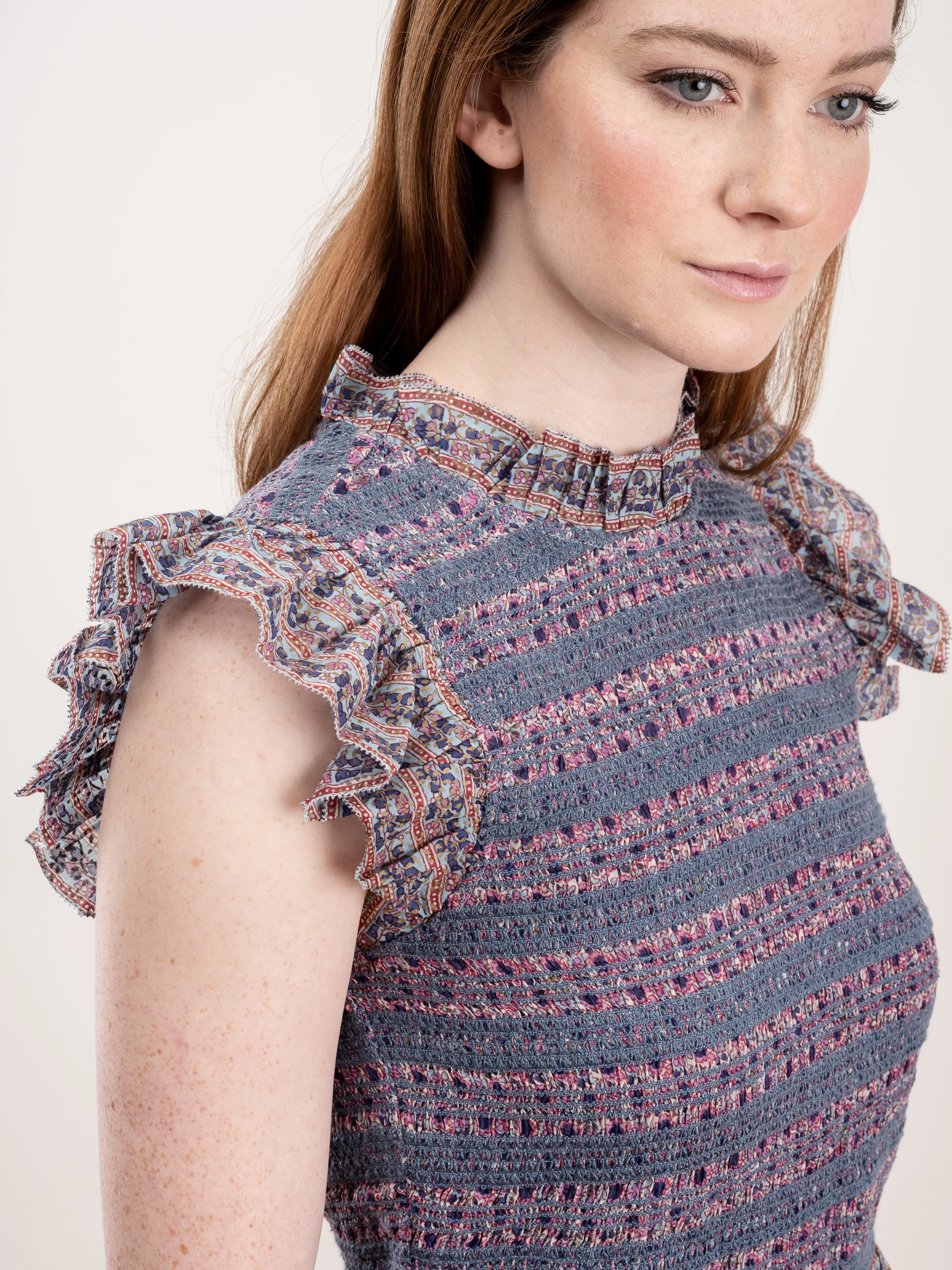 bianca smocked midi dress - violet