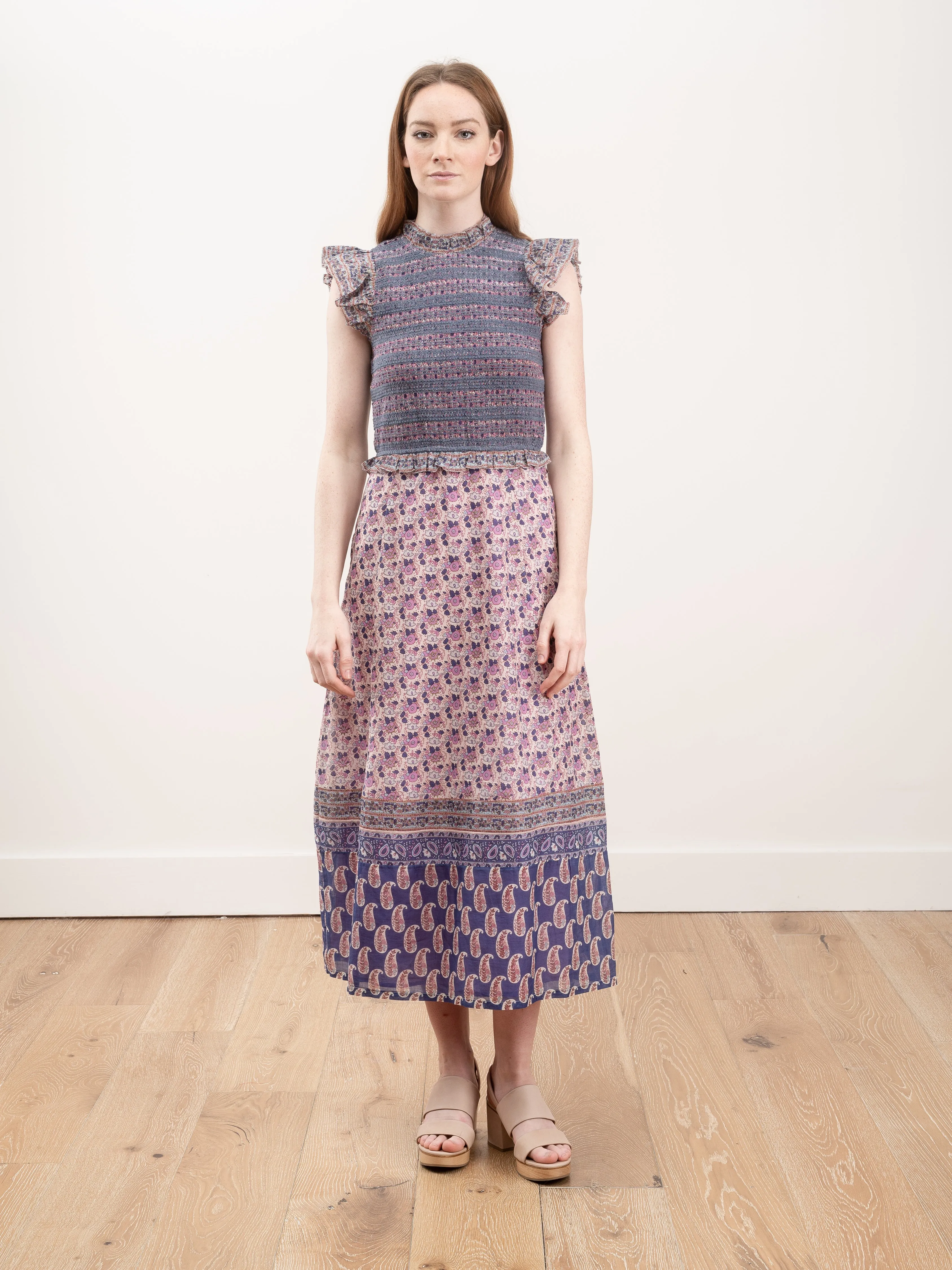 bianca smocked midi dress - violet