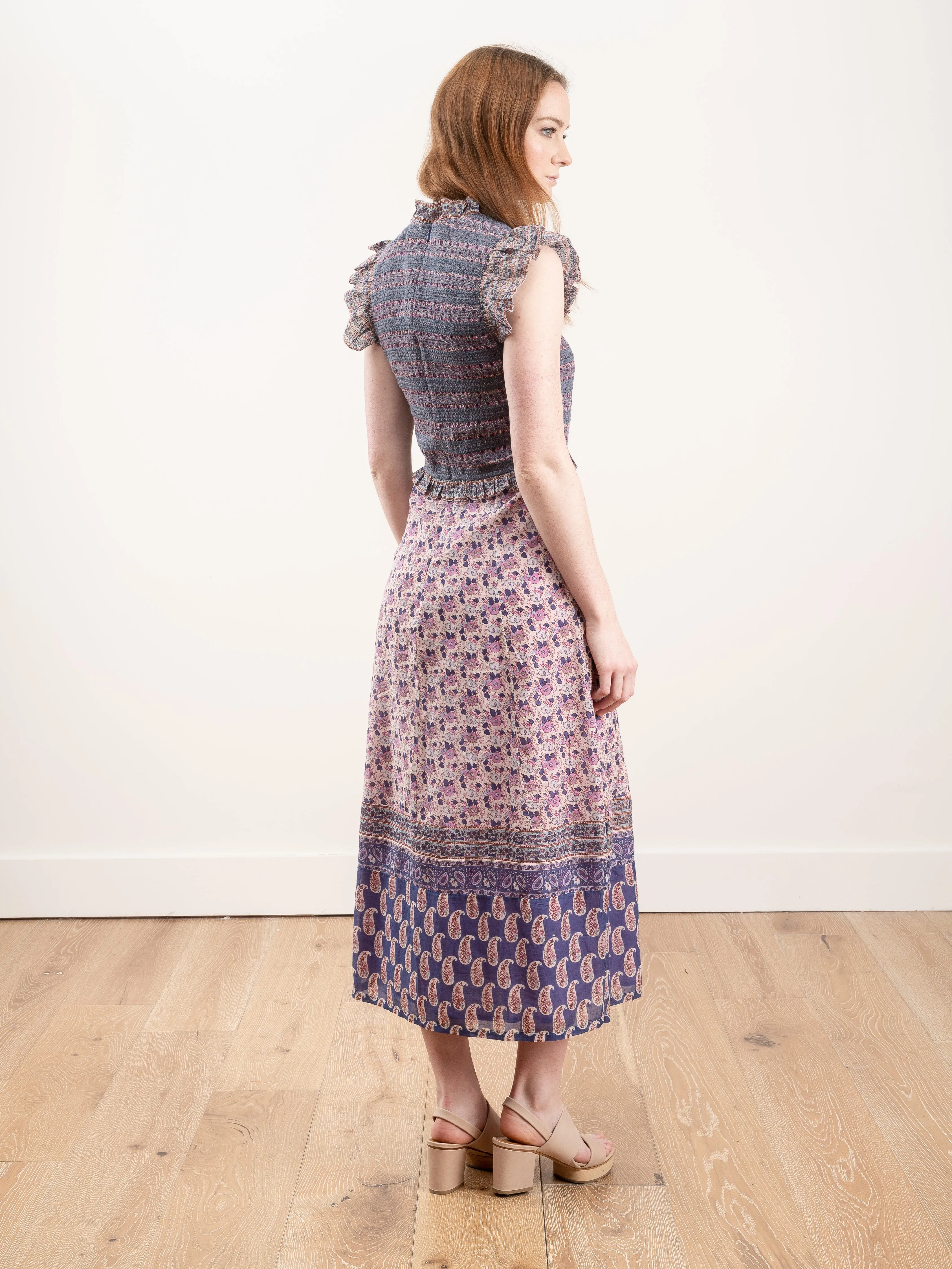 bianca smocked midi dress - violet