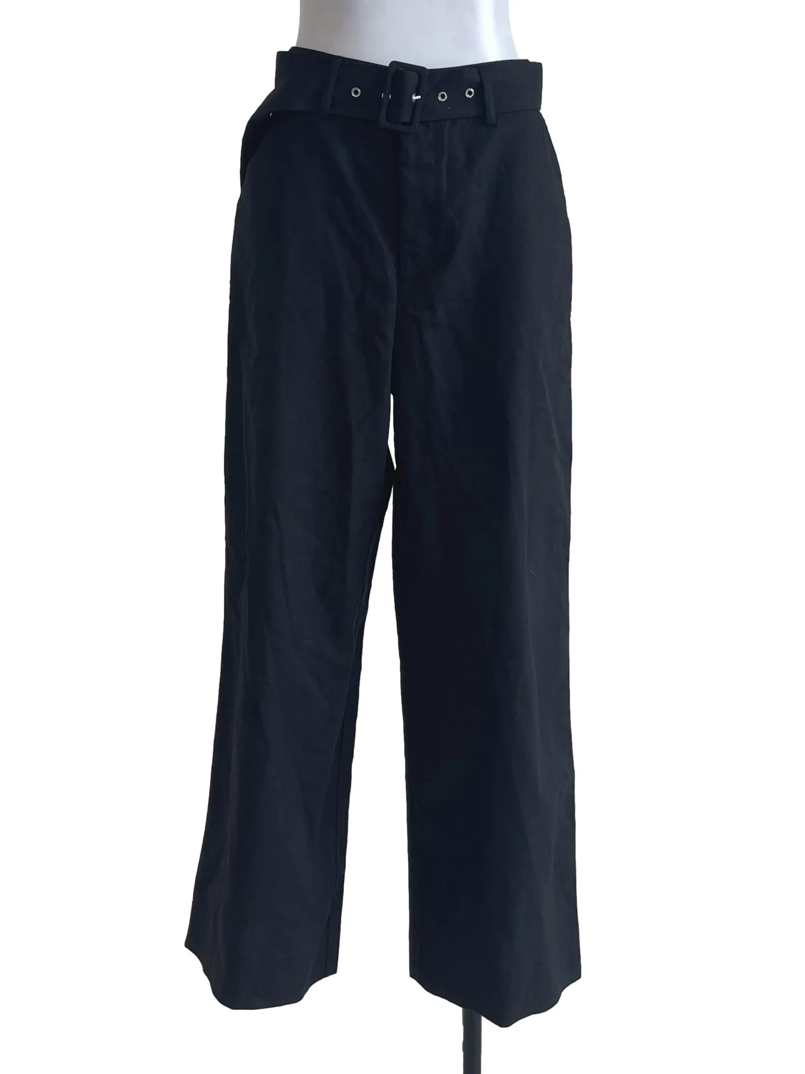 Black Belted Cotton Pants