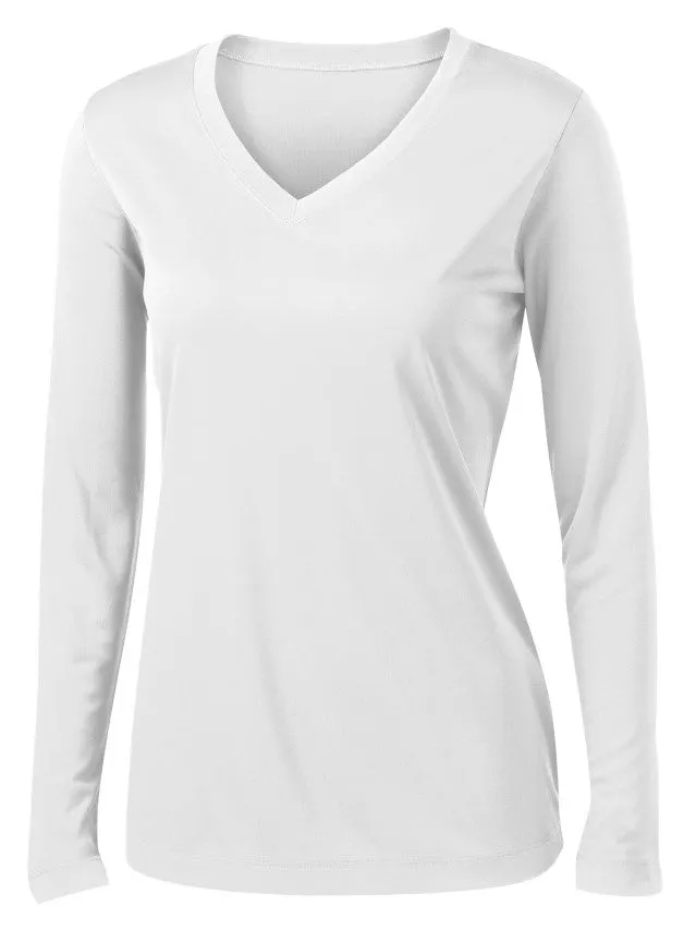 Black Dragons Words Ladies Cooling Performance Long Sleeve V-Neck T-Shirt