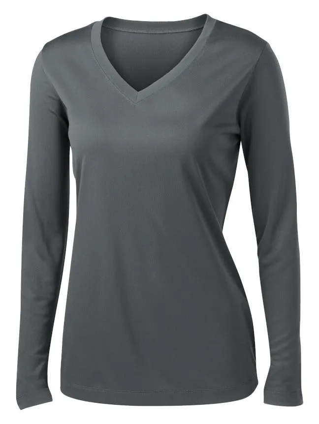 Black Dragons Words Ladies Cooling Performance Long Sleeve V-Neck T-Shirt
