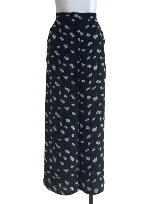 Black Floral Cute Pants