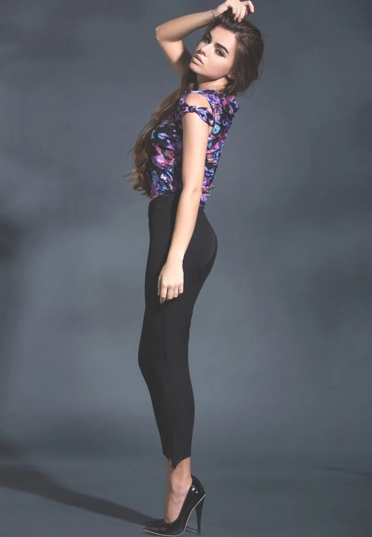Black magic high waist twill pants