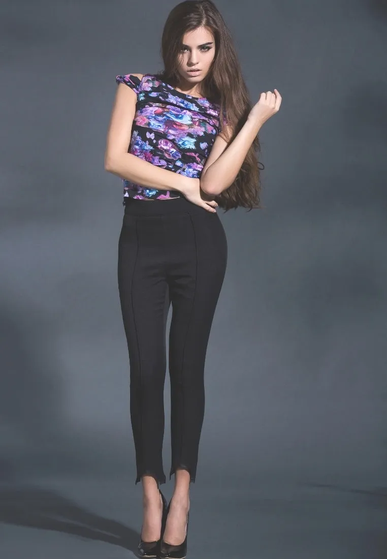 Black magic high waist twill pants