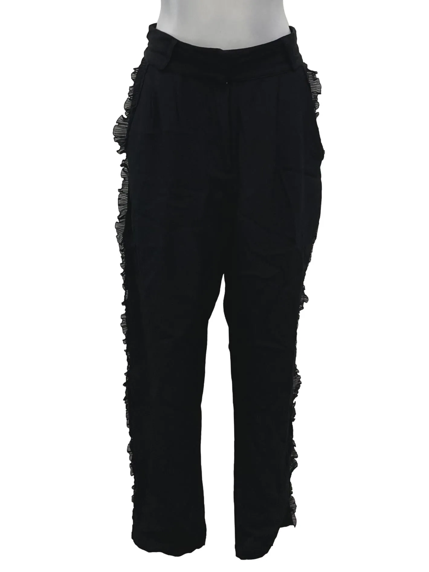 Black Side Ruffle Pants