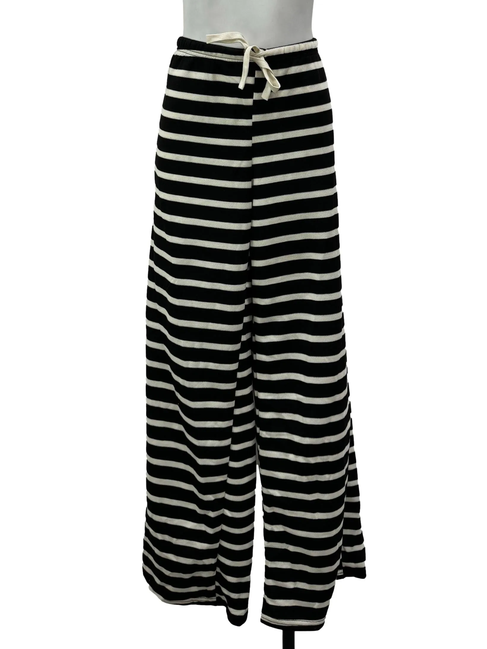 Black Stripes Ribbed Pants