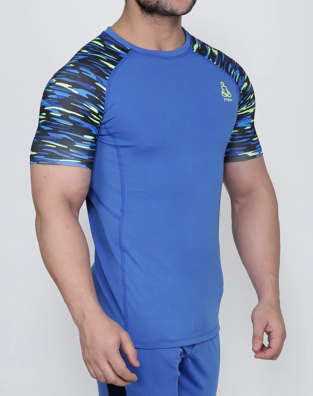 Blue & Black Illusion Compression T-Shirt