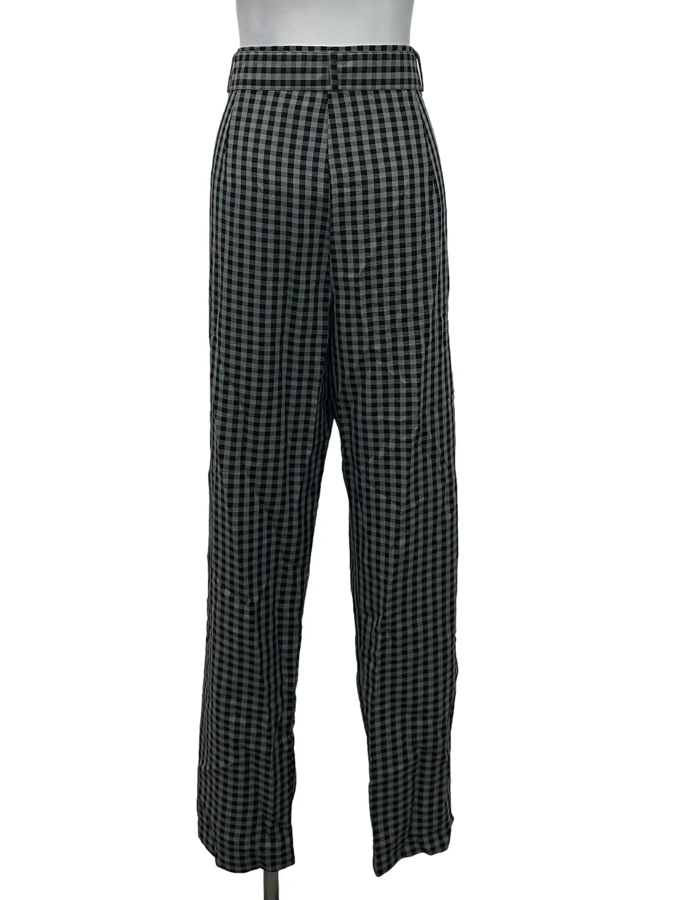 Blue Gingham Belted Pants