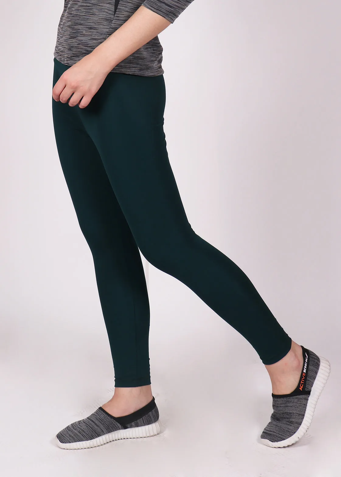 Bottle Green Tights with Glitter Logo