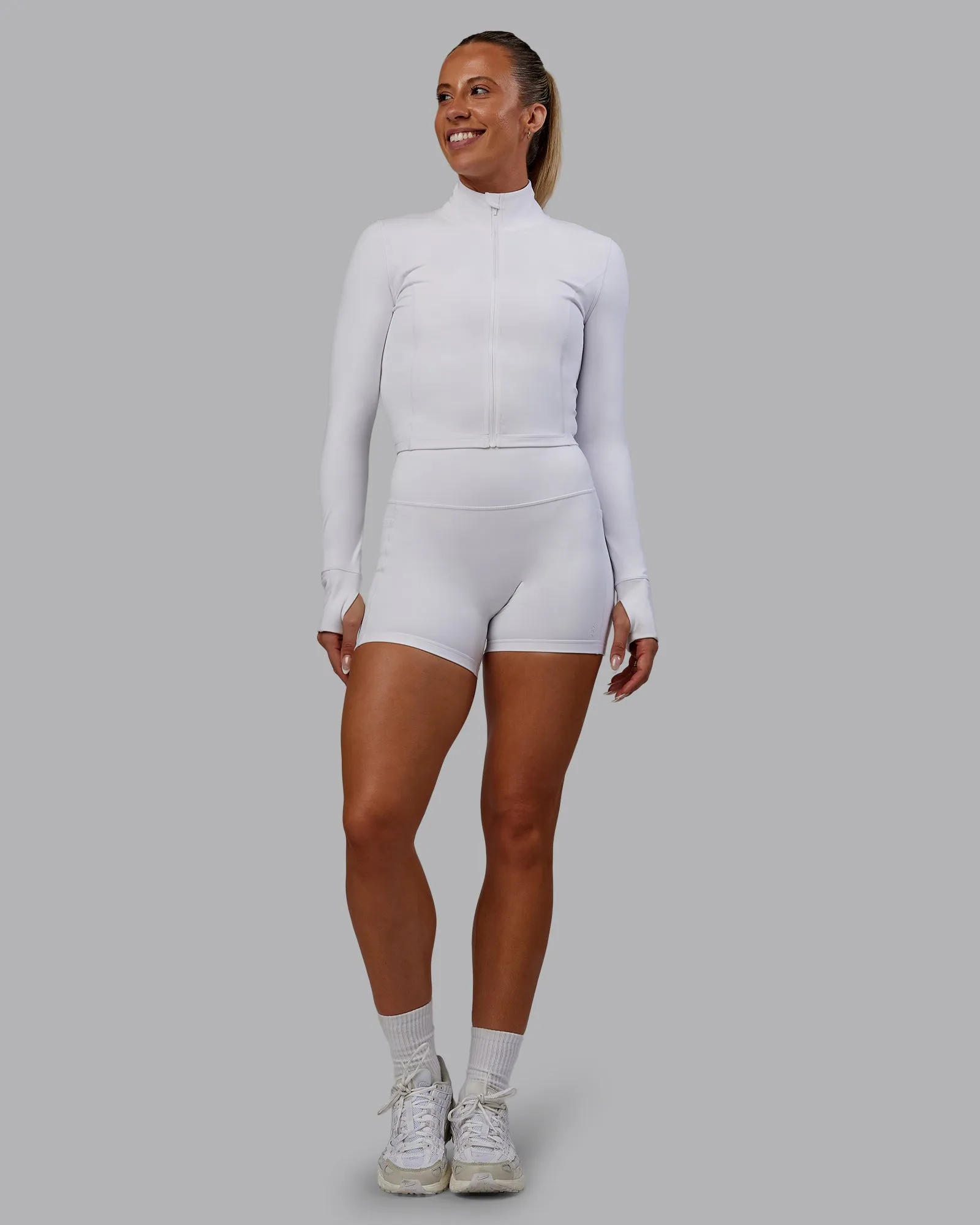 Bree Masters Stride Zip Through Cropped Jacket - White