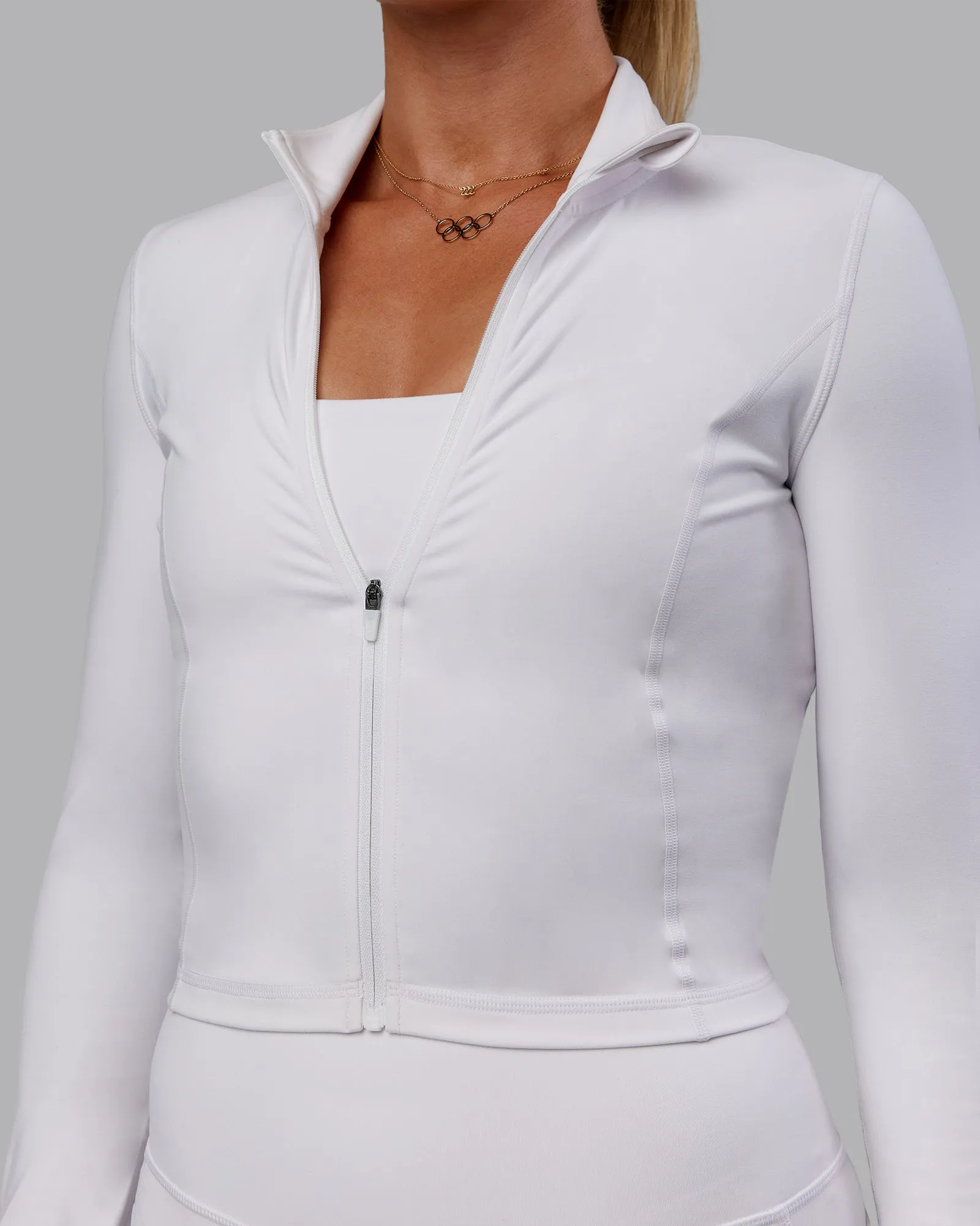 Bree Masters Stride Zip Through Cropped Jacket - White