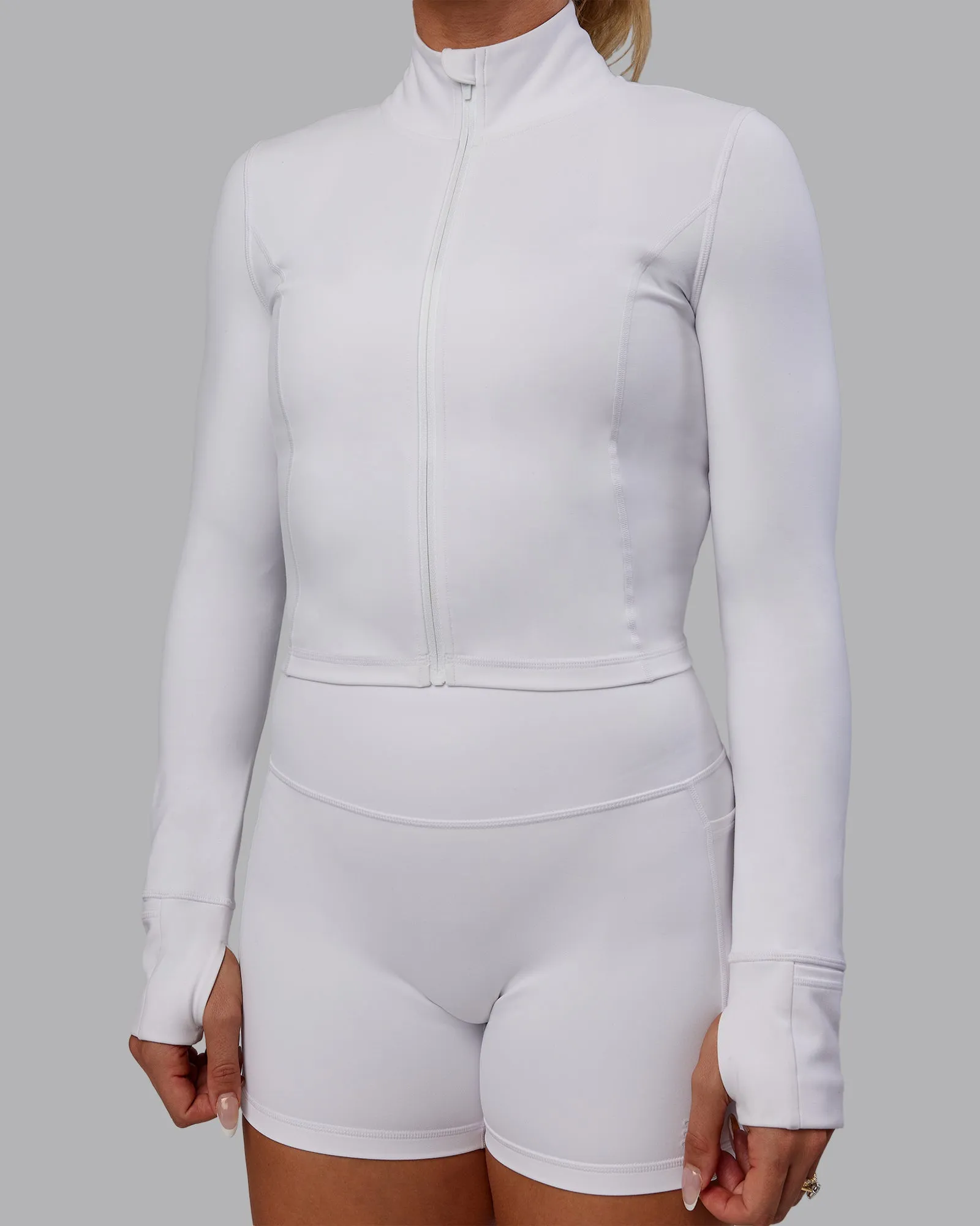 Bree Masters Stride Zip Through Cropped Jacket - White