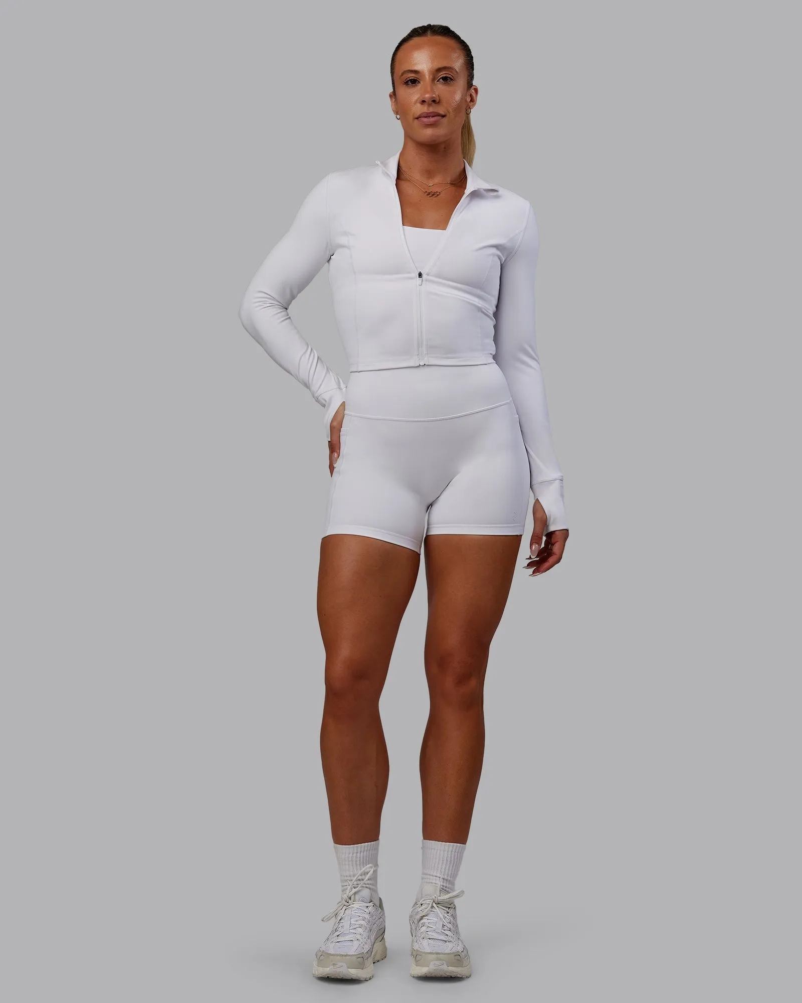 Bree Masters Stride Zip Through Cropped Jacket - White