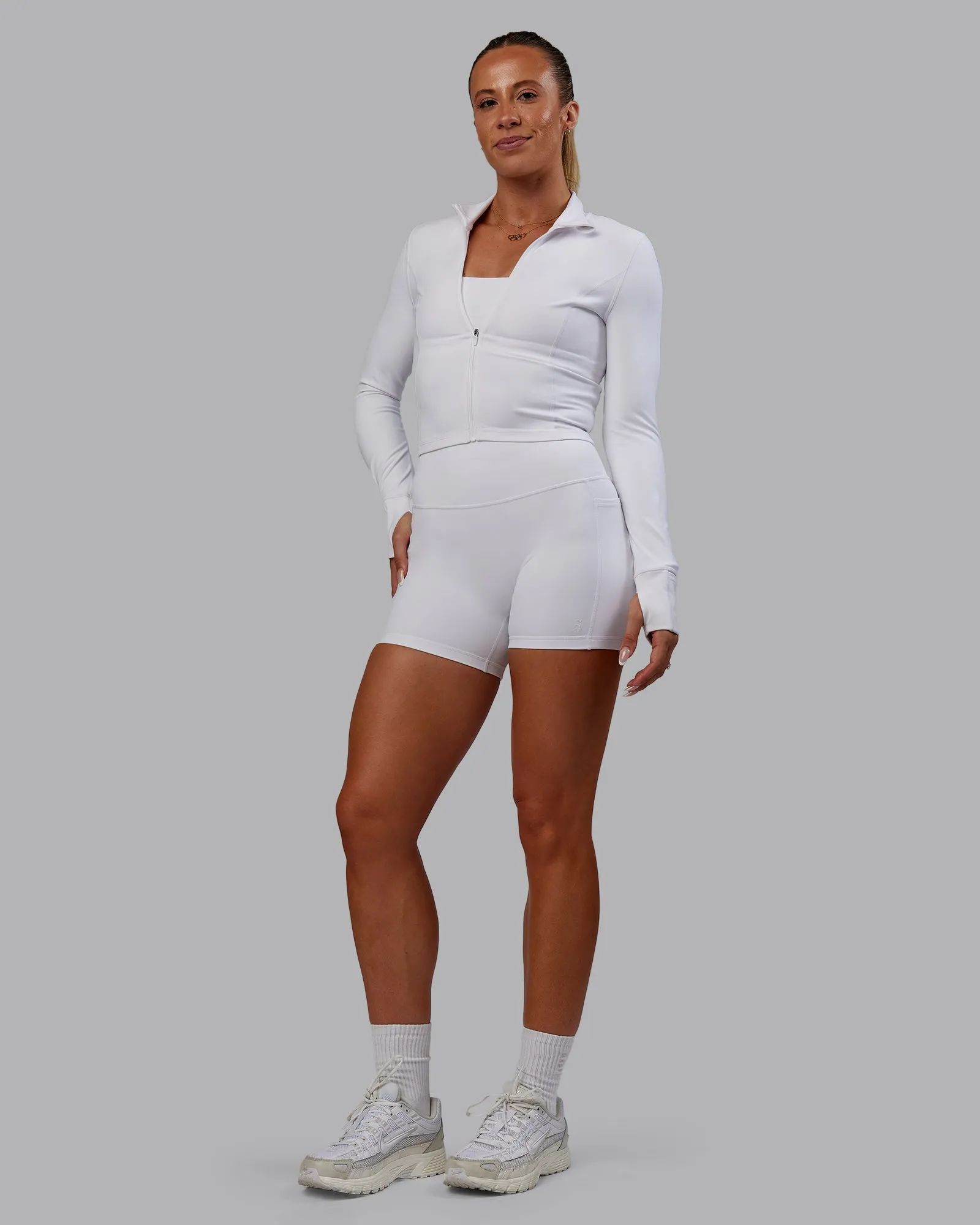 Bree Masters Stride Zip Through Cropped Jacket - White